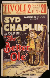 7y0200 BETTER 'OLE style C WC 1926 Syd Chaplin as Old Bill, comic art by Bruce Bairnsfather, rare!