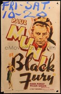 7y0202 BLACK FURY WC 1935 art of coal miner union organizer Paul Muni, Michael Curtiz, rare!