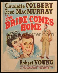 7y0208 BRIDE COMES HOME WC 1935 great c/u art of Fred MacMurray & Claudette Colbert + Robert Young!