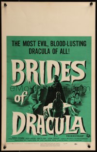 7y0209 BRIDES OF DRACULA WC 1960 Terence Fisher, Hammer, Peter Cushing as Van Helsing, cool art!