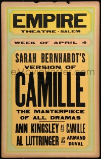7y0212 CAMILLE local theater stage play WC 1910s based on Sarah Bernhardt's version of the play!