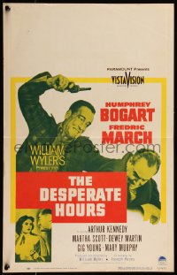 7y0231 DESPERATE HOURS WC 1955 Humphrey Bogart attacks Fredric March from behind, William Wyler