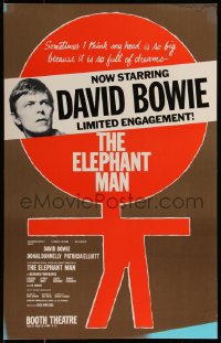 7y0239 ELEPHANT MAN stage play WC 1980 Gilbert Lesser art, limited engagement starring David Bowie!