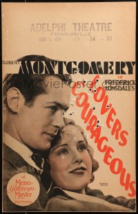 7y0279 LOVERS COURAGEOUS WC 1932 romantic c/u of Robert Montgomery & Madge Evans, ultra rare!