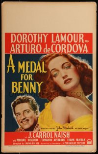7y0284 MEDAL FOR BENNY WC 1945 ultra sexy close up of Dorothy Lamour, Arturo de Cordova, Steinbeck!