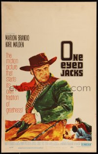 7y0292 ONE EYED JACKS WC 1959 art of star & director Marlon Brando with gun & bandolier!