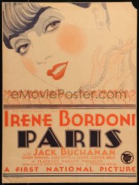 7y0295 PARIS WC 1929 art of sexy American actress Irene Bordoni, who studies France, ultra rare!