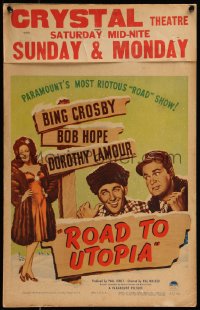 7y0300 ROAD TO UTOPIA WC 1945 Bob Hope, sexy Dorothy Lamour & Bing Crosby in Alaska!