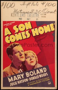 7y0307 SON COMES HOME WC 1936 Mary Boland, Donald Woods, directed by E.A. Dupont, ultra rare!