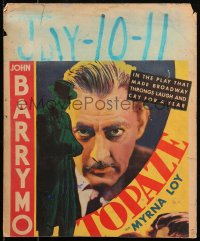 7y0323 TOPAZE WC 1933 John Barrymore in the play that made Broadway laugh & cry, ultra rare!