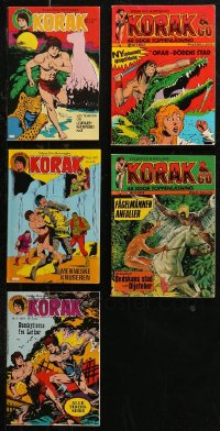 7z0637 LOT OF 5 SWEDISH KORAK COMIC BOOKS 1973-1977 Edgar Rice Burroughs stories, cool cover art!