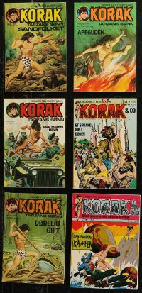 7z0635 LOT OF 6 SWEDISH KORAK COMIC BOOKS 1974-1976 Edgar Rice Burroughs stories, cool cover art!