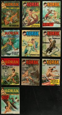 7z0633 LOT OF 10 HUNGARIAN KORAK COMIC BOOKS 1970s Edgar Rice Burroughs stories, great cover art!