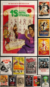 7z0317 LOT OF 17 FOLDED KUNG FU ONE-SHEETS 1970s-1980s great images from martial arts movies!