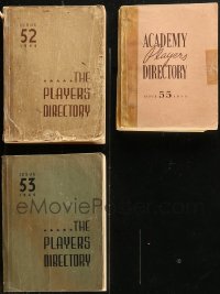 7z0615 LOT OF 3 1949 ACADEMY PLAYERS DIRECTORY SOFTCOVER BOOKS 1949 filled with lots of information!