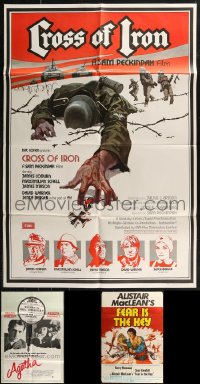 7z0329 LOT OF 3 FOLDED ENGLISH ONE-SHEETS 1970s Cross of Iron, Fear is the Key, Agatha!