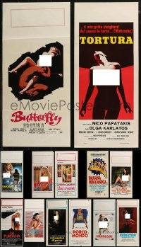 7z0065 LOT OF 13 MOSTLY FORMERLY FOLDED SEXPLOITATION ITALIAN LOCANDINAS 1970s-1980s with nudity!