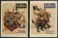 7z0020 LOT OF 2 PAPERBACKED COLLIER'S WWII MAGAZINE COVERS 1942 wild World War II Hitler art!