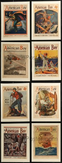 7z0011 LOT OF 8 PAPERBACKED AMERICAN BOY MAGAZINE COVERS 1920s-1930s art from nearly 100 years ago!
