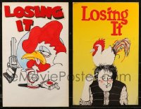 7z0028 LOT OF 2 LOSING IT HOMEMADE 14X22 STAGE POSTERS 1980s great cartoon chicken art!