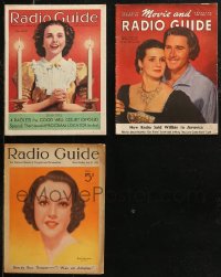 7z0595 LOT OF 3 RADIO GUIDE MAGAZINES 1935-1940 filled with great images & articles!