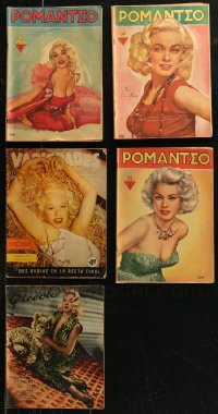 7z0565 LOT OF 5 NON-U.S. MAGAZINES W/ MAMIE VAN DOREN & DIANA DORS COVERS 1950s great sexy images!