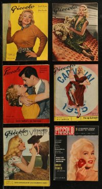 7z0548 LOT OF 6 PICCOLO BELGIAN MAGAZINES w/ MAMIE VAN DOREN & DIANA DORS COVERS 1950s sexy images!