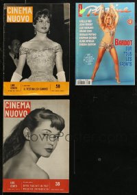 7z0596 LOT OF 3 NON-U.S. MAGAZINES WITH BRIGITTE BARDOT COVERS 1950s-1990s great sexy images!