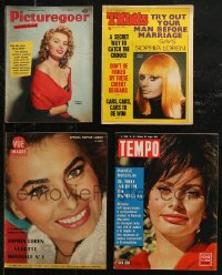 7z0581 LOT OF 4 NON-U.S. MAGAZINES WITH SOPHIA LOREN COVERS 1950s-1970s great sexy images!
