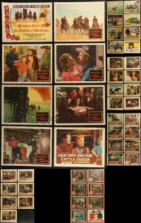 7z0377 LOT OF 63 COWBOY WESTERN LOBBY CARDS 1940s-1950s mostly complete sets from several movies!