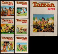 7z0668 LOT OF 7 ITALIAN TARZAN SOFTCOVER BOOKS 1970s Hal Foster Sunday Pages in full color!