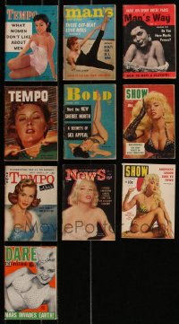 7z0499 LOT OF 10 SEXPLOITATION 4X6 DIGEST MAGAZINES 1950s-1960s filled with sexy images & articles!