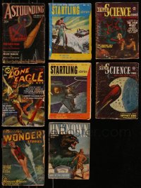 7z0518 LOT OF 8 SCI-FI PULP MAGAZINES 1930s-1950s filled with great images & articles!