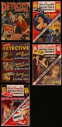 7z0574 LOT OF 5 CRIME/DETECTIVE PULP MAGAZINES 1940s-1950s filled with great images & articles!