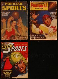 7z0594 LOT OF 3 SPORTS PULP MAGAZINES 1940s filled with great images & articles!