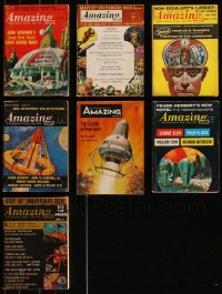 7z0543 LOT OF 7 AMAZING STORIES MAGAZINES 1961-1967 filled with great sci-fi images & articles!