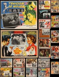 7z0027 LOT OF 28 MEXICAN AND U.S. SPANISH LANGUAGE LOBBY CARDS 1950s-1970s great movie scenes!