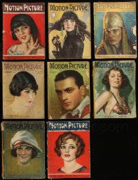 7z0523 LOT OF 8 MOTION PICTURE MOVIE MAGAZINES 1920s filled with great images & articles!