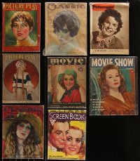 7z0522 LOT OF 8 MOVIE MAGAZINES 1920s-1950s filled with great images & articles!
