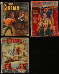 7z0665 LOT OF 3 BOY'S CINEMA ANNUAL ENGLISH HARDCOVER BOOKS 1940-1950 from three different years!