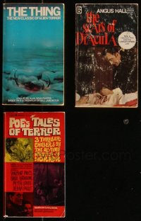 7z0685 LOT OF 3 HORROR/SCI-FI PAPERBACK BOOKS 1962-1982 The Thing, Scars of Dracula, Poe!