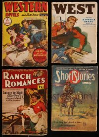 7z0587 LOT OF 4 COWBOY WESTERN PULP MAGAZINES 1948-1951 filled with great images & articles!