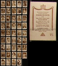 7z0200 LOT OF 44 MERCEDES GERMAN CIGARETTE CARDS 1920s great movie star portraits!