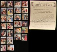 7z0204 LOT OF 26 FAMOUS LOVE SCENES ENGLISH CIGARETTE CARDS 1930s great color movie star portraits!