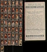 7z0202 LOT OF 36 CINEMA STARS ENGLISH CIGARETTE CARDS 1920s great color movie star portraits!