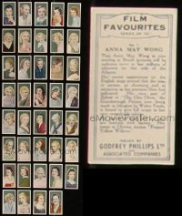 7z0201 LOT OF 39 FILM FAVOURITES ENGLISH CIGARETTE CARDS 1930s great color movie star portraits!