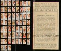 7z0197 LOT OF 59 FILM STARS ENGLISH CIGARETTE CARDS 1930s great color movie star portraits!
