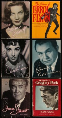 7z0669 LOT OF 6 FILMS OF SOFTCOVER BOOKS 1969-1990 Lauren Bacall, Liz Taylor, Errol Flynn & more!