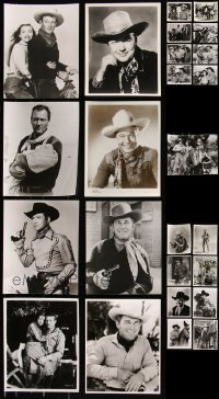 7z0245 LOT OF 41 COWBOY WESTERN 8X10 REPRO PHOTOS 1980s a variety of great portraits & movie scenes!