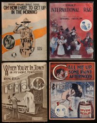 7z0438 LOT OF 4 IRVING BERLIN 10.5X13.75 SHEET MUSIC 1910s a variety of great songs!